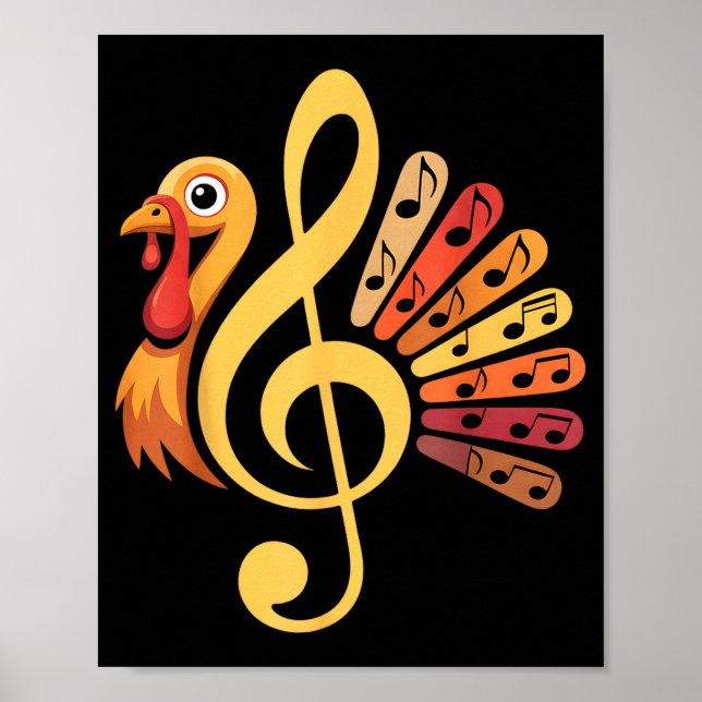 Affiche Music Note Symbol Turkey Teacher Fall Thanksgiving (Devant)