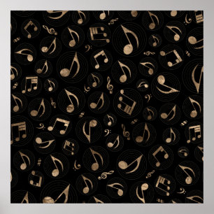 Affiche Music Pattern - Black and gold