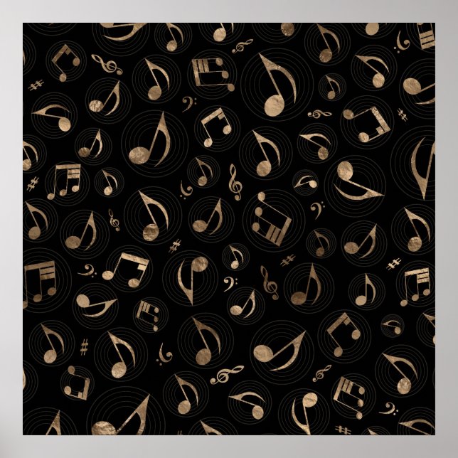Affiche Music Pattern - Black and gold (Devant)