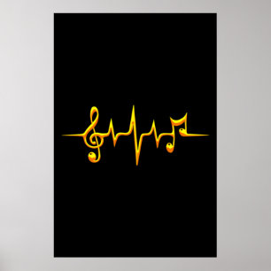 Affiche Music Pulse Notes Clef Frequency Wave Sound