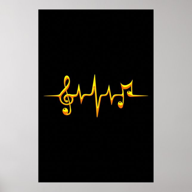 Affiche Music Pulse Notes Clef Frequency Wave Sound (Devant)