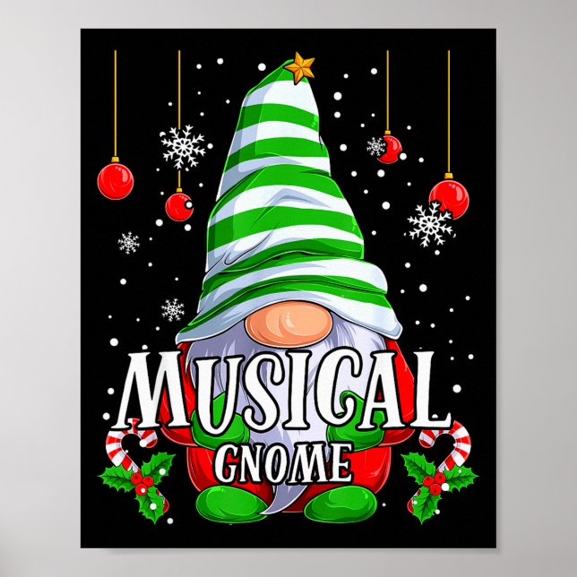 Affiche Musical Gnome Christmas Pajamas Matching Family Gr (Devant)