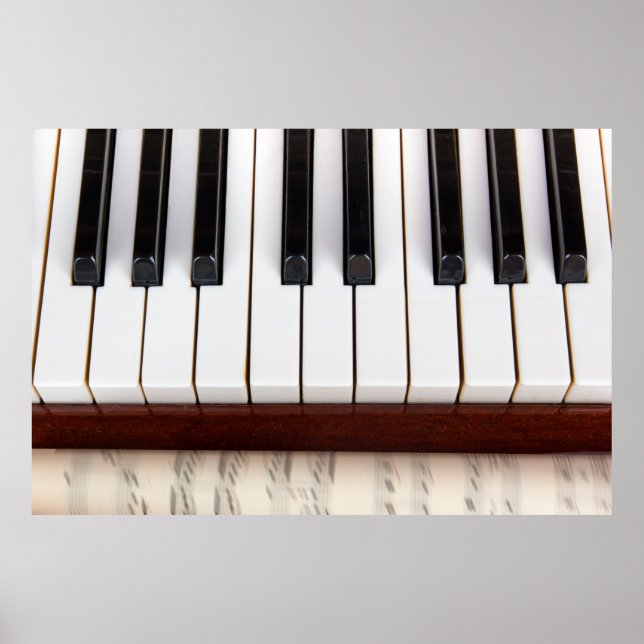 Affiche musical notes on the background of a pianoacoustic (Devant)