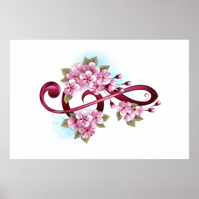 Affiche Musical treble clef notes with sakura flowers (Devant)