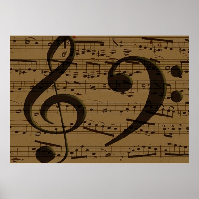 Affiche Musical Treble Clef Sheet Musique Classique (Devant)