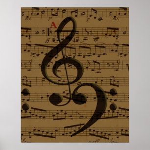 Affiche Musical Treble Clef Sheet Musique Classique