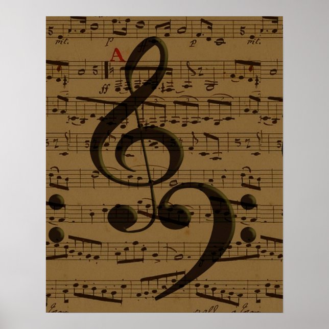 Affiche Musical Treble Clef Sheet Musique Classique (Devant)