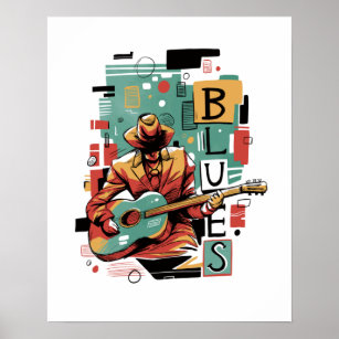 Affiche Musicien blues abstrait