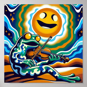 Affiche Musicien de grenouille cosmique : Serenade psychéd