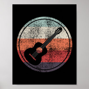 Affiche Musicien de guitare acoustique Baid Retro