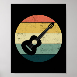 Affiche Musicien de guitare acoustique Baid Retro
