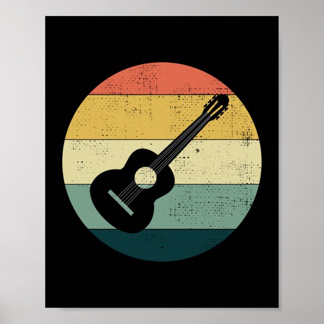 Affiche Musicien de guitare acoustique Baid Retro (Devant)