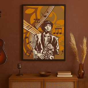 Affiche Musicien de jazz avec saxophone