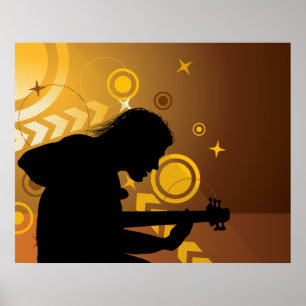 Affiche Musicien de rock abstrait prestation de guitare