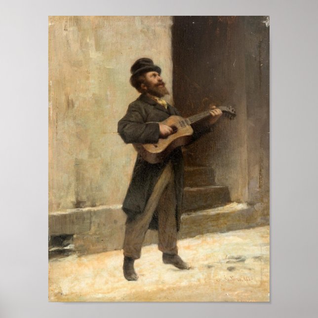 Affiche Musicien de rue avec guitare (par Gerolamo Induno) (Devant)