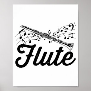 Affiche Musicien flûtiste   Idée cadeau Flute Orchestra