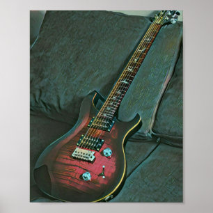 Affiche musicien guitare amoureux cadeau