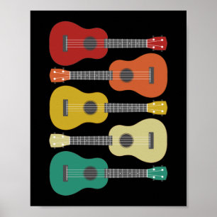 Affiche Musicien hawaïen de Retro Vintage 5 Ukulele
