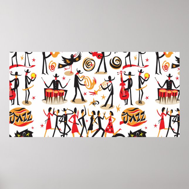 Affiche musiciens de jazz - icons set. Isolé sur fond blan (Devant)