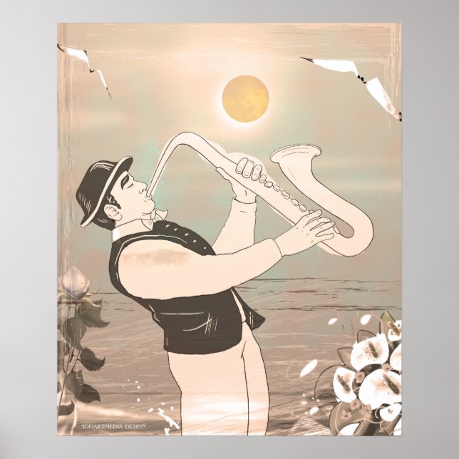 Affiche Musiciens de jazz Musique rétro Blues Vintage Art  (Devant)