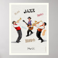Musiciens de jazz Musique rétro Blues Vintage Art 