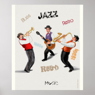 Affiche Musiciens de jazz Musique rétro Blues Vintage Art