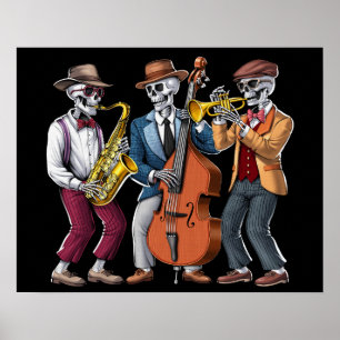 Affiche Musiciens de jazz squelettes