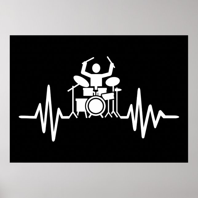 Affiche Musique Art Drummer Hearbeat (Devant)