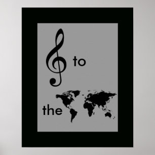 Affiche musique au monde, clef tréble
