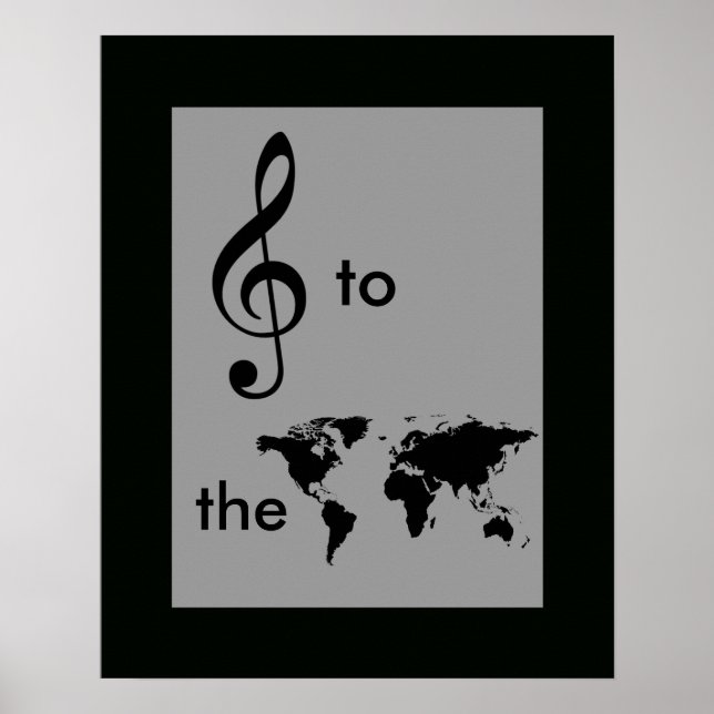 Affiche musique au monde, clef tréble (Devant)
