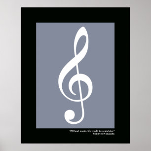 Affiche musique blanc treize clef
