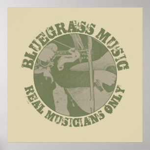 Affiche Musique Bluegrass Musiciens réels seulement des jo