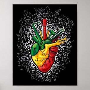 Affiche Musique Cœur Mois de l'histoire des Noirs Couleurs