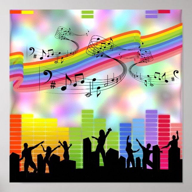 Affiche Musique de fête colorée (Devant)