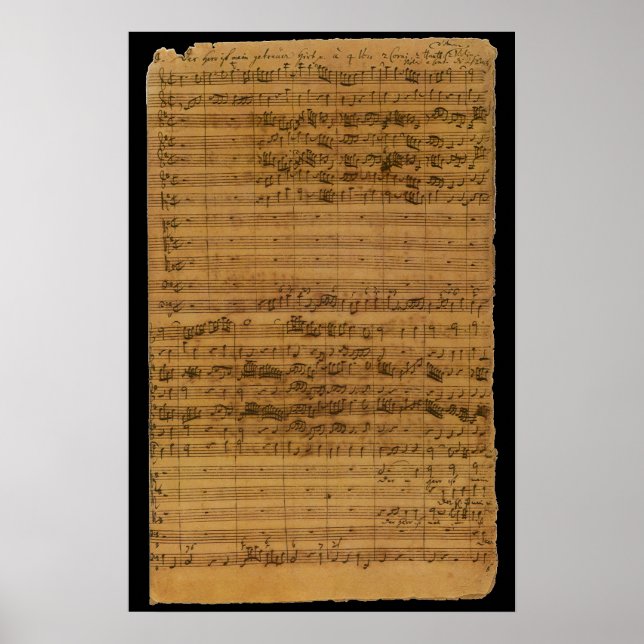 Affiche Musique de feuille ancienne par Johann Sebastian B (Devant)