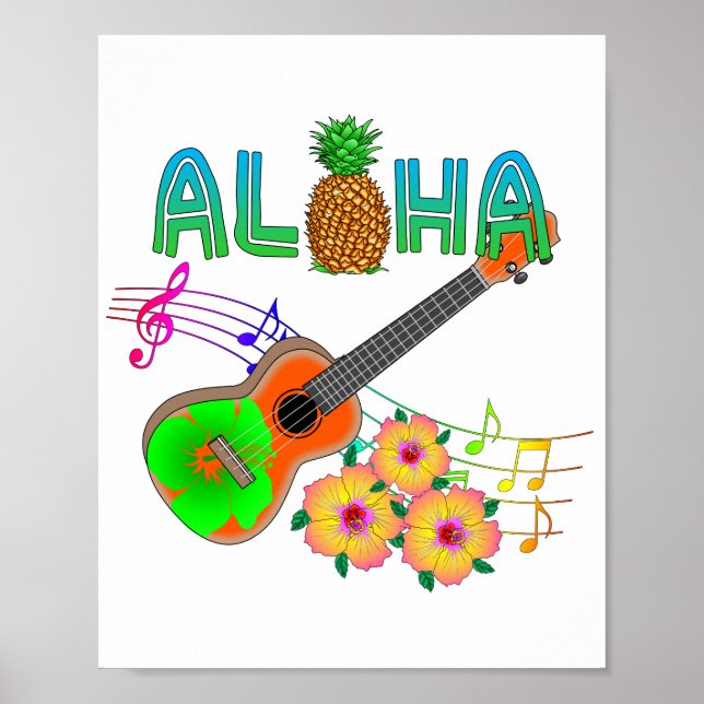 Affiche Musique de l'île Ukulele Aloha (Devant)