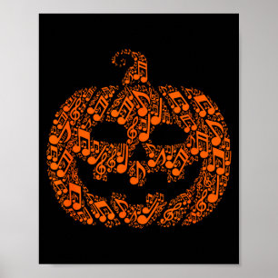 Affiche Musique drôle d'Halloween Note Musicien Jack O Lan