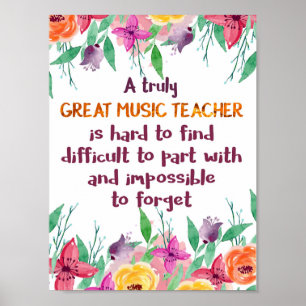 Affiche Musique Enseignant Classe Décor Appréciation Cadea