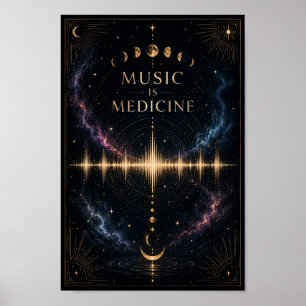 Affiche Musique Est Médecine Onde Sonore Céleste