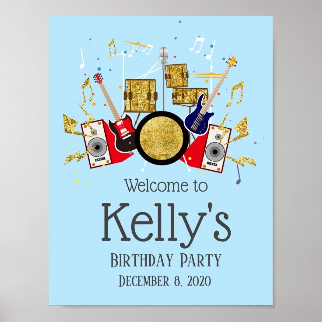 Affiche musique fête tambour set rock star accueil (Devant)
