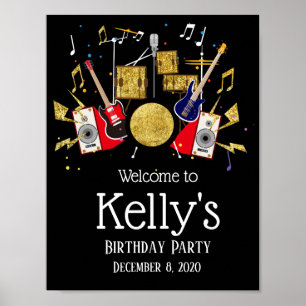 Affiche musique fête tambour set rock star accueil