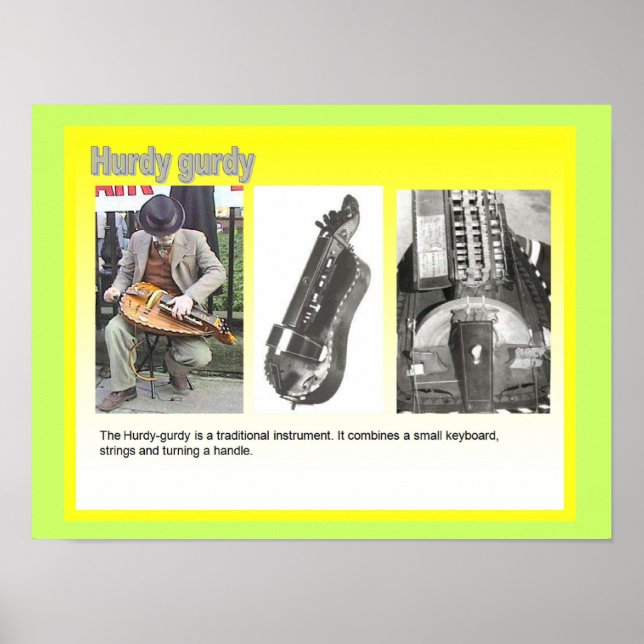 Affiche Musique, instruments, lecteur "Hurdy Gurdy" (Devant)
