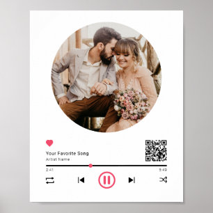 Affiche Musique mariage QR Code Couple Anniversaire Photo