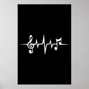 Affiche Musique Notes d'impulsions Clé Fréquence Wave Soun