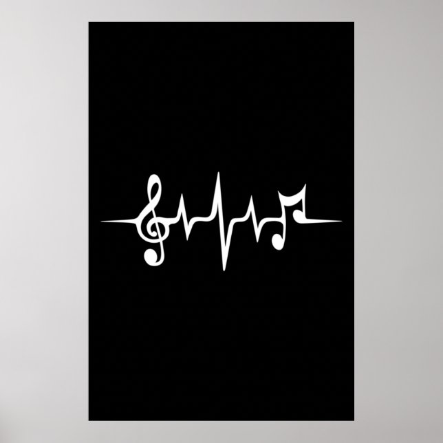 Affiche Musique Notes d'impulsions Clé Fréquence Wave Soun (Devant)