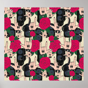 Affiche Musique rock sans couture, motif abstrait.