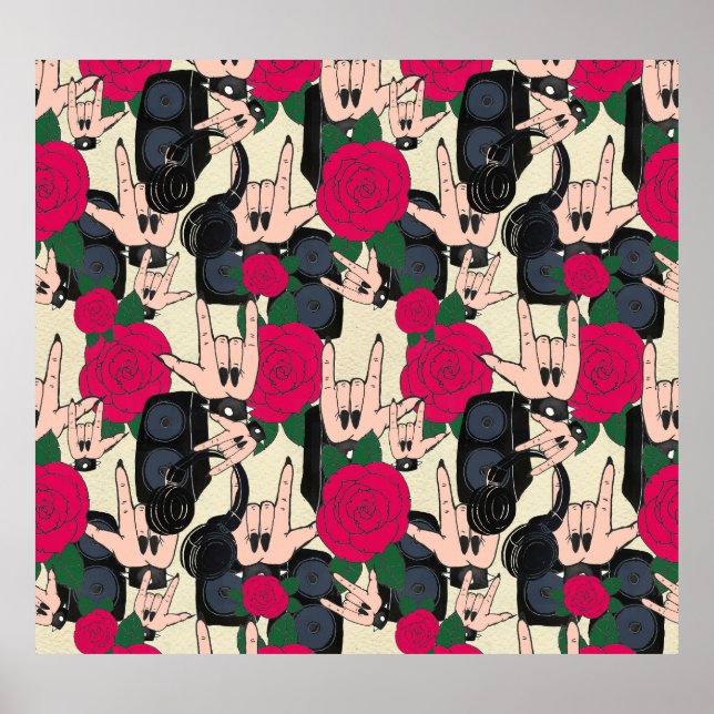 Affiche Musique rock sans couture, motif abstrait. (Devant)