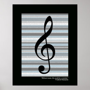 Affiche musique treble papier clef pour mur