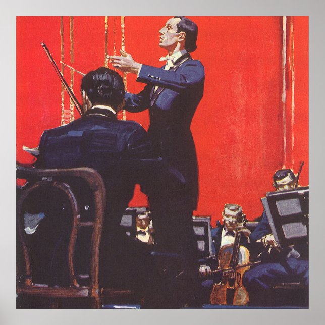 Affiche Musique Vintage, Direction d'un Orchestre (Devant)