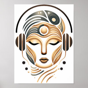 Affiche Musique zen minimaliste déesse géométrique abstrai